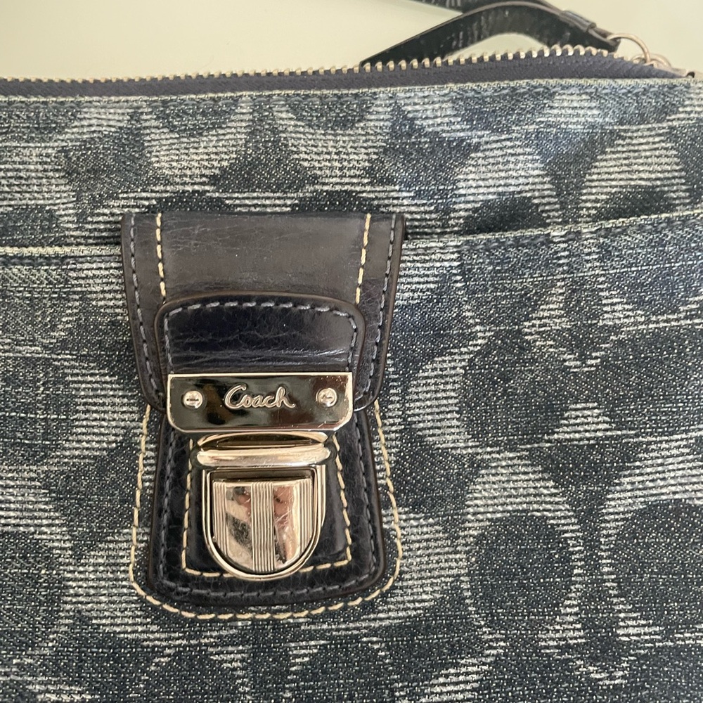 Coach Denim and Black Signature Messenger Bag
